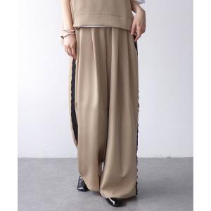 ワイドパンツ パンツ ヴィンテージサテンサイドフリルパンツ レディース