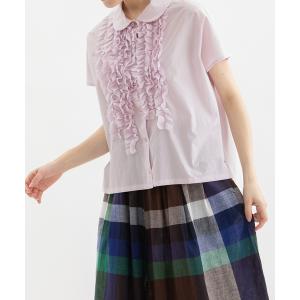 ブラウス シャツ 半袖 Rondeフレンチスリーブフリルシャツ レディース