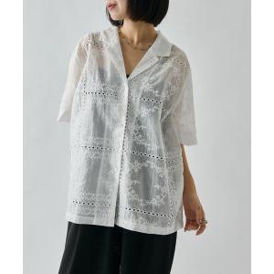 ブラウス シャツ 半袖 パッチワーク刺繍シャツジャケット レディース