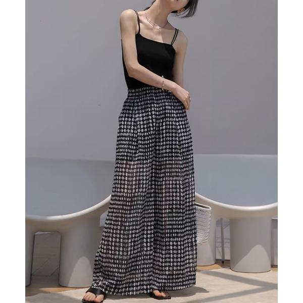 ワイドパンツ パンツ シアードットリラックスワイドパンツ レディース