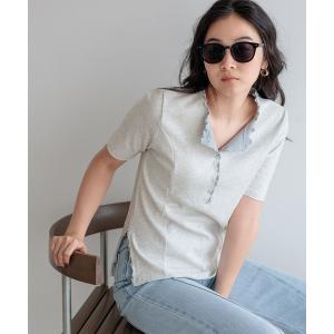 tシャツ 半袖 「daily CLIP」レイヤードフリフリ半袖プルオーバー レディース