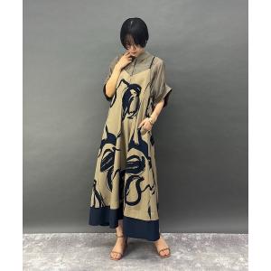 ワンピース レイヤード風柄キャミワンピース