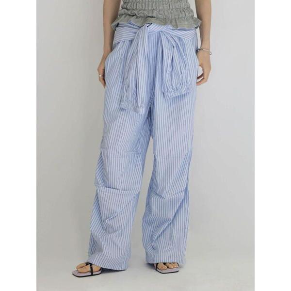 パンツ 2WAY WAIST-WRAP STRIPE PANTS レディース