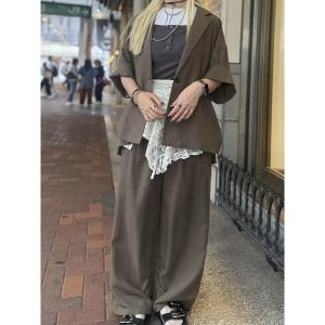 パンツ 「接触冷感」レーヨンリネンパンツ(セットアップ可) レディース