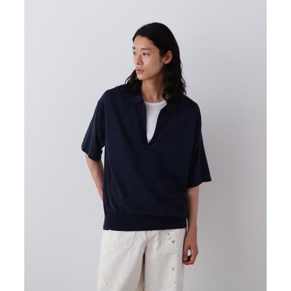 セーター ニット YLEVE / COTTON LINEN KNIT SKIPPER POLO メン...