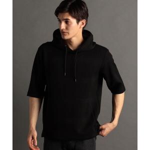 パーカー 「canal deux Luxe」チェック柄 ダンボールニット半袖パーカ メンズ