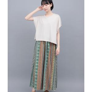 ワンピース 半袖 Ｖネックドッキングワンピース
