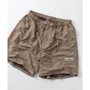 ハーフパンツ パンツ 短パン 「78」「THRASHER/スラッシャー」ロゴワンポイント刺繍 ナイロン 裏メッシュ バギーショートパンツ/ハーフパンツ/無地/レオパ…