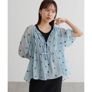 ブラウス シャツ 花柄刺繍ブラウス レディース