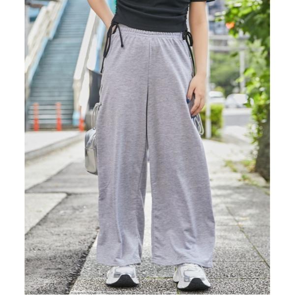ワイドパンツ パンツ 「サイドレースアップ」裏毛ワイドパンツ／カジュアル×ストリート／春夏／全2色 ...