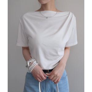 tシャツ 半袖 「Rashik」ボートネックトップス カットソー 半袖 トップス Tシャツ ドレープ 3way オフショル レディース