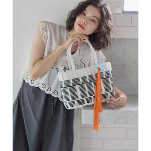 かごバッグ カゴバッグ 配色 かごバッグ / 600mlボトル収納可能