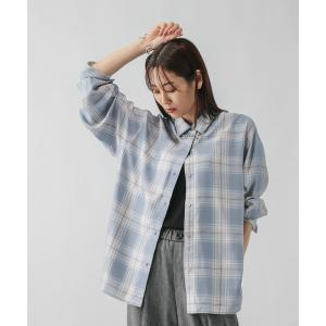 「GLOBAL WORK」 長袖シャツ FREE ブルー レディース