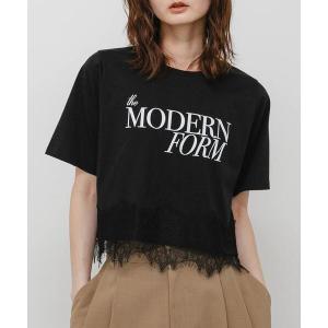 tシャツ 半袖 クロップドレースロゴTシャツ(半袖) レディース