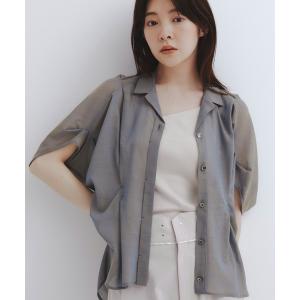 ブラウス シャツ 夏 半袖 「新作」シャンブレーウールドルマンシャツ｜夏服/半袖/オフィスカジュアル/ウォッシャブル/シアー/防シワ/吸湿/速乾/2WAY