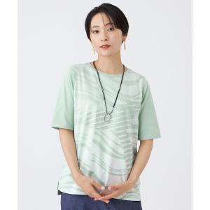 tシャツ 半袖 「接触冷感・マシンウォッシャブル」ウェーブホエールカットソー レディース