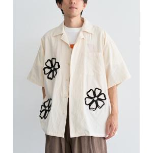 シャツ 半袖 花柄オープンカラーシャツ メンズ