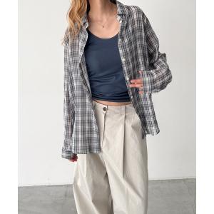 ブラウス シャツ El mar　ボイルコットンチェックシャツ レディース