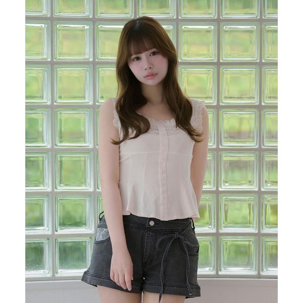 タンクトップ ノースリーブ Lace ellery peplum tops / レースエラリーペプラ...