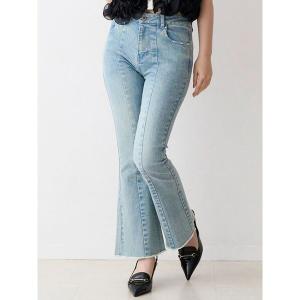 パンツ スタイルアップフレアデニムパンツ レディース