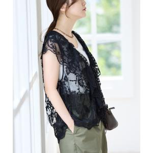 ベスト ジレ 「新色あり/追加」スカラレース ラッフルベスト レディース