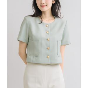 ジャケット ノーカラージャケット 「着るだけで、品よく決まる」ツイードショートジャケット レディース