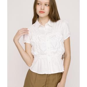 ブラウス シャツ RANDOM SHIRRING CUT TOPS ランダムシャーリングカットトップス 夏服 秋服 レディース