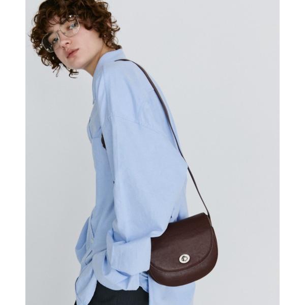 ショルダーバッグ バッグ real leather oval flap shoulder bag /...