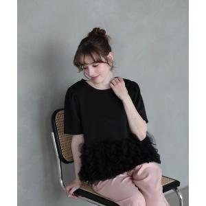 tシャツ 半袖 裾FLOWERチュールTee (半袖) レディース
