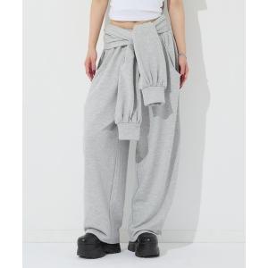 パンツ マルチｗａｙ袖風ベルト付きスウェットコクーンパンツ レディース