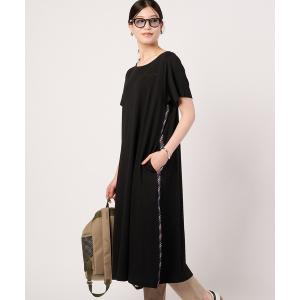 チュニック パーマーチェック テープアクセント Tシャツワンピース
