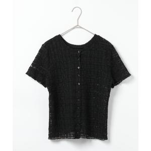 カーディガン 夏 半袖 シャーリングレース2WAYカーディガン/901573 レディース