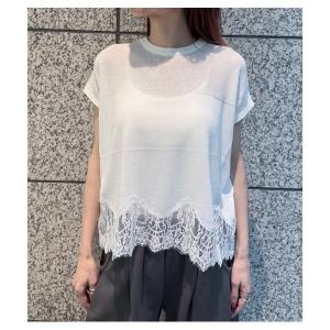 ニット セーター 「MoNiLE/モニーレ」裾レースフレンチスリーブニット レディース