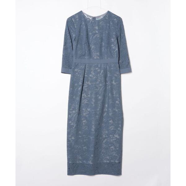 「AIMER」 「aimer anche」7分袖ワンピース MEDIUM ブルー レディース