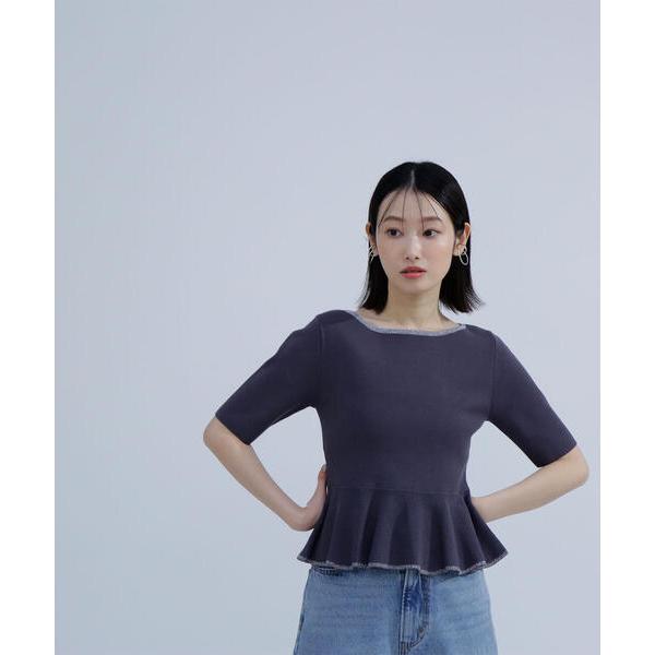 「NATURAL BEAUTY BASIC」 半袖ニット FREE チャコールグレー レディース