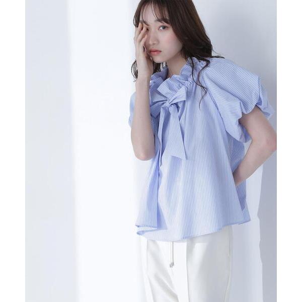 「NATURAL BEAUTY BASIC」 半袖ブラウス MEDIUM ブルー レディース
