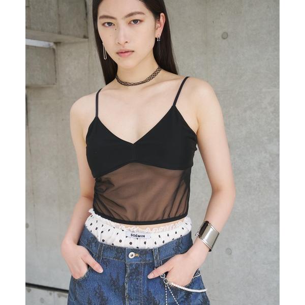 ブラトップ キャミソール Cropped cami bralette／カップイン　シアーブラトップ