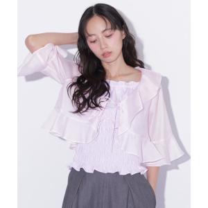 ブラウス シャツ 夏 半袖 シアーブラウスアンサンブル レディース