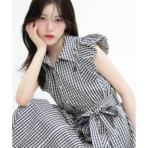 ワンピース 袖バルーンシャツワンピース