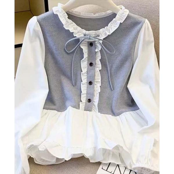 ブラウス シャツ メロウフリル リボンタイ 2WAY フリルブラウス レディース
