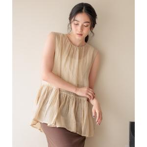 ブラウス シャツ 「daily CLIP」しわシアー切り替えチュニックブラウス レディース