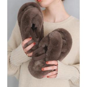 厚底 サンダル ふわふわファー厚底クロスサンダル レディース