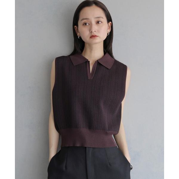 ベスト ジレ 夏 「＆g'aime」ジャガードポロベスト　JACQUARD POLO VEST レデ...
