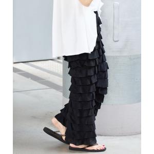 パンツ フリルニットパンツ レディース