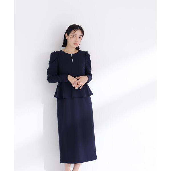 「NATURAL BEAUTY BASIC」 長袖ワンピース MEDIUM ネイビー レディース