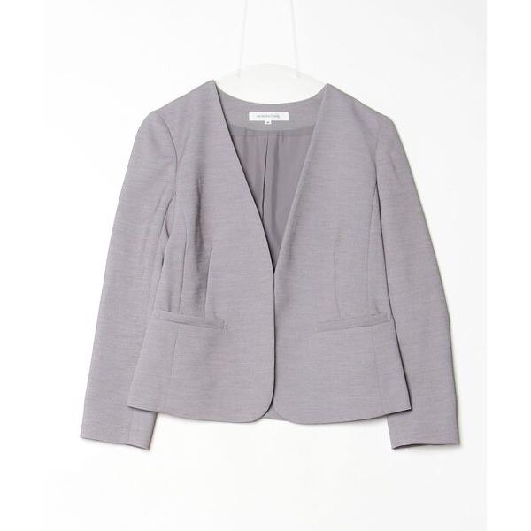 「NATURAL BEAUTY BASIC」 ノーカラージャケット MEDIUM グレー レディース