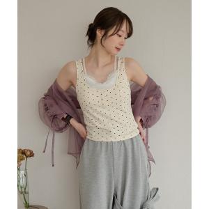 カップ付き キャミソール lace layered tank top / レースレイヤードカップ付きタンクトップ