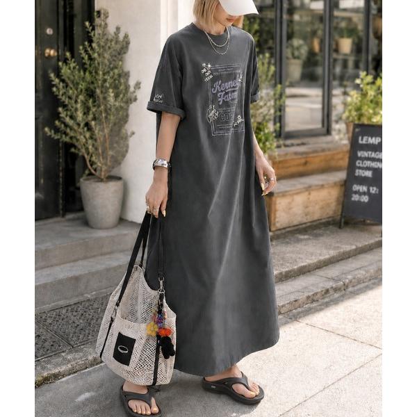 「Java」 Tシャツワンピース LARGE チャコール レディース