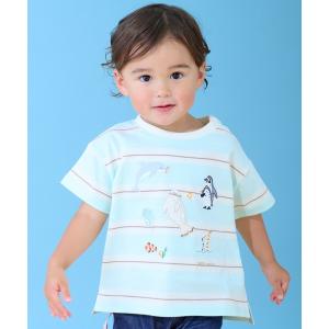tシャツ 「WEB別注カラー」「接触冷感」海のいきものアップリケ半袖Tシャツ キッズ 子供服 男の子 女の子