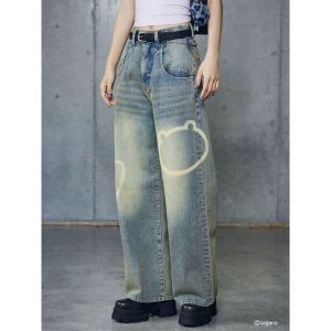 ワイドパンツ ジーンズ デニム デニムパンツ 「ちいかわ」シルエットルーズジーンズ レディース